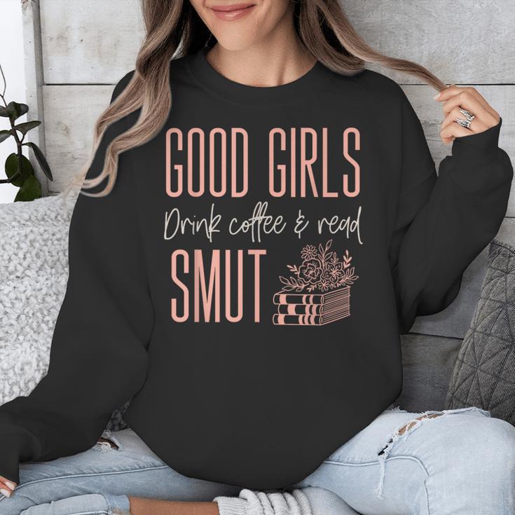 Coffee And Smut Good Girls Read Smutty Book Merch For Women Unisex Sweatshirt Coffee And Smut Good Girls Read Smutty Book Merch For Women Unisex Sweatshirt