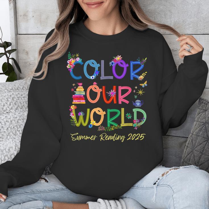 Color Our World Summer Reading 2025 Boho Wildflower Book Unisex Sweatshirt