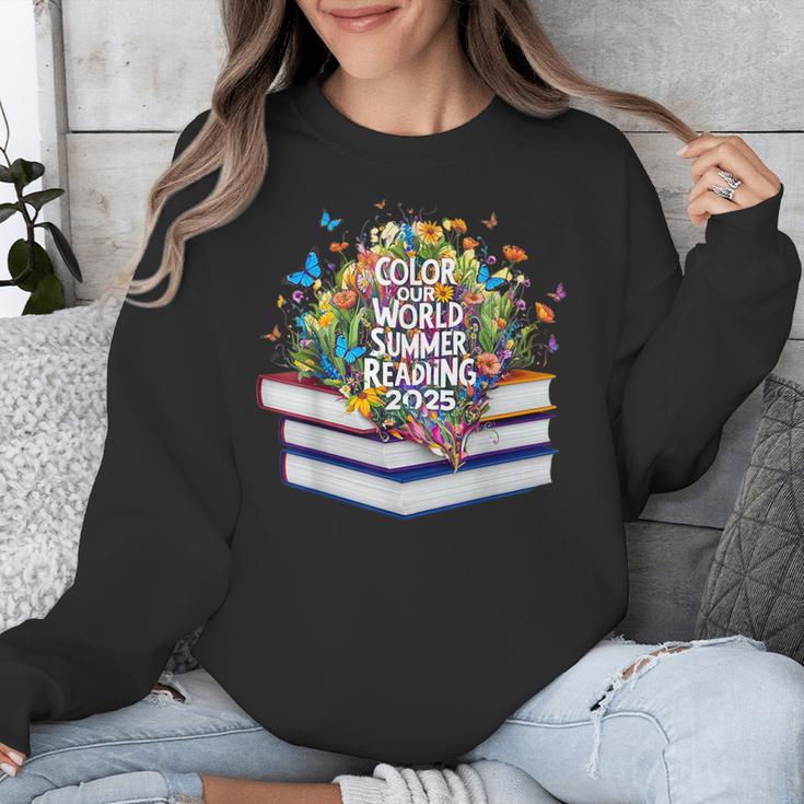 Color Our World Summer Reading 2025 Cute Book Wildflowers Unisex Sweatshirt