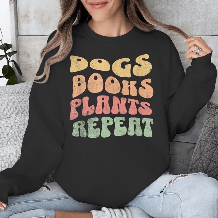 Colorful Dogs Books Plants Repeat Unisex Sweatshirt