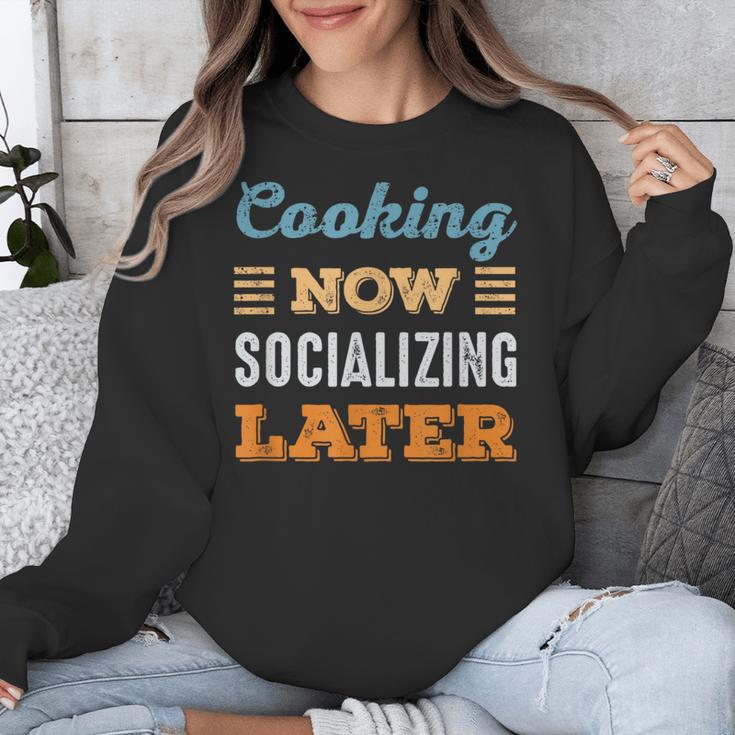 Cooking Now Minimal Socializing Introvert Vintage Unisex Sweatshirt Cooking Now Minimal Socializing Introvert Vintage Unisex Sweatshirt