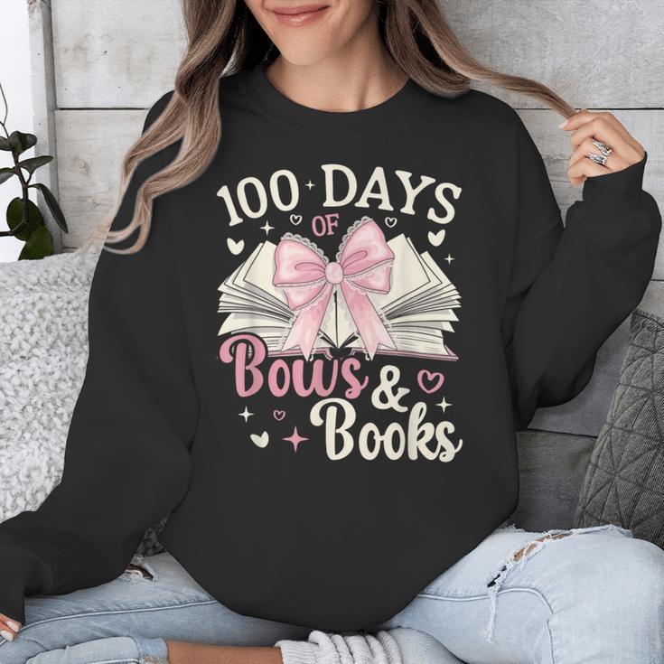 Coquette 100 Days Of Bows Books Reading 100th Day Of School Unisex Sweatshirt
