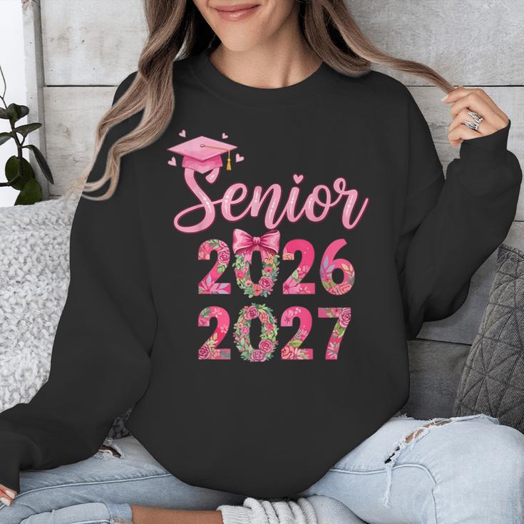 Coquette Pink Bow Flowers Senior 2026 2027 Graduation Unisex Sweatshirt