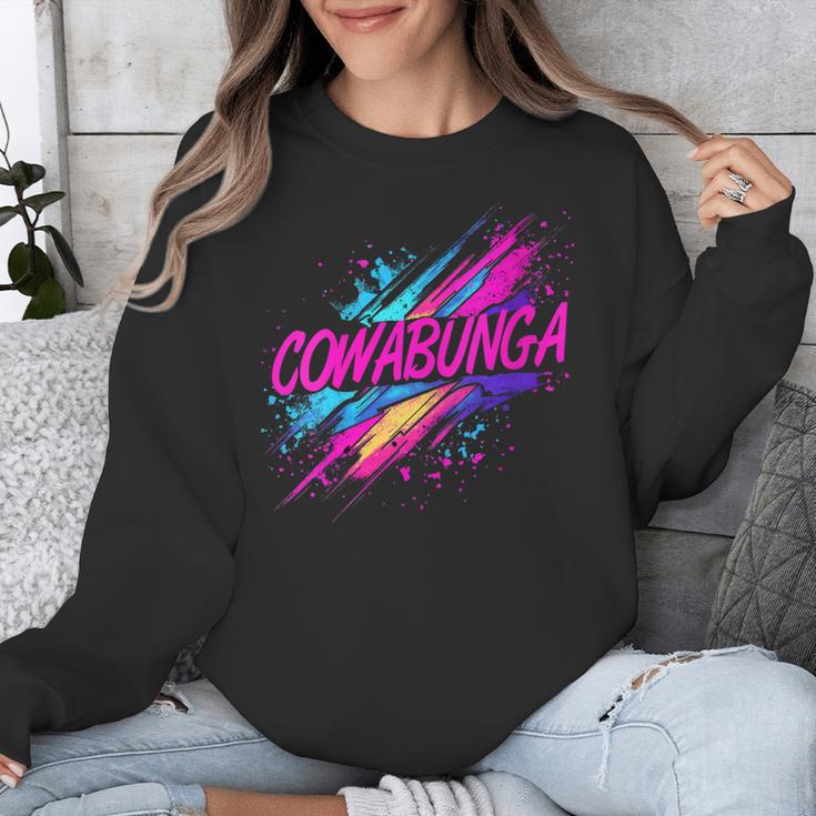 Cowabunga Retro 80s 90s Nostalgia Slang Neon Grunge Art Unisex Sweatshirt