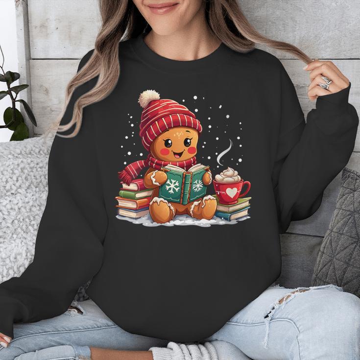 Cozy Gingerbread Christmas Reading Book Xmas Snowflakes Fall Unisex Sweatshirt Cozy Gingerbread Christmas Reading Book Xmas Snowflakes Fall Unisex Sweatshirt