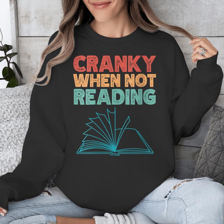 Cranky When Not Reading Retro Vintage Book Lover Unisex Sweatshirt