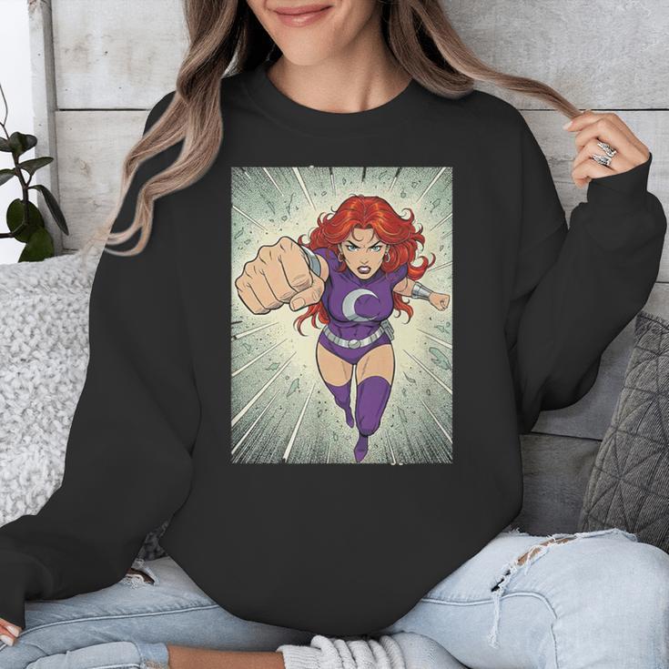 The Crimson Crescent 90s Retro Comic Book Superheroine Art Unisex Sweatshirt The Crimson Crescent 90s Retro Comic Book Superheroine Art Unisex Sweatshirt