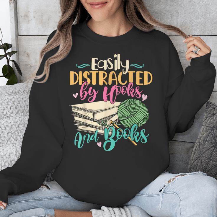 Crochet And Reading Crocheter Bookish Crocheting Book Lover Unisex Sweatshirt