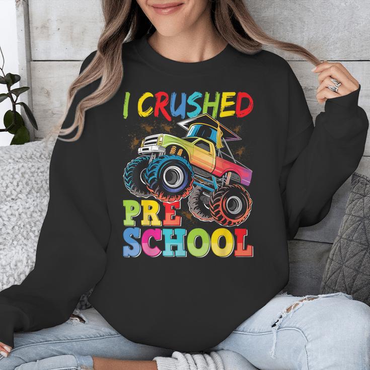 I Crushed Pre-K Monster Truck Graduation Preschool Grad 2025 Unisex Sweatshirt