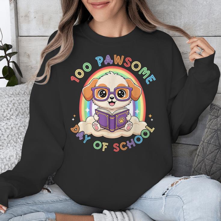 Cute 100th Day Of School 100 Days Dog Reading Book Rainbow Unisex Sweatshirt