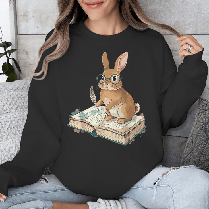 Cute Bunny Reading Book Glasses Bookworm Unisex Sweatshirt Cute Bunny Reading Book Glasses Bookworm Unisex Sweatshirt