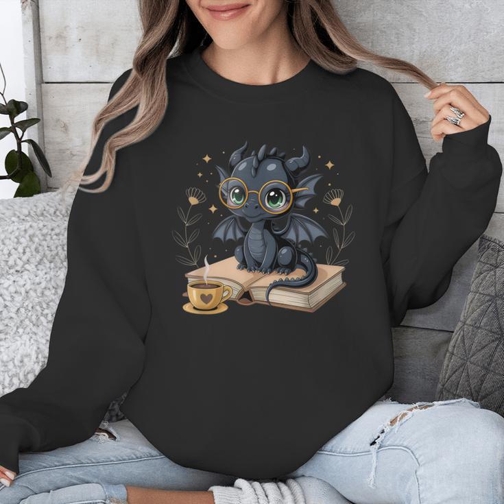 Cute Dragon Books Flower Bookworm Book Lover Unisex Sweatshirt Cute Dragon Books Flower Bookworm Book Lover Unisex Sweatshirt