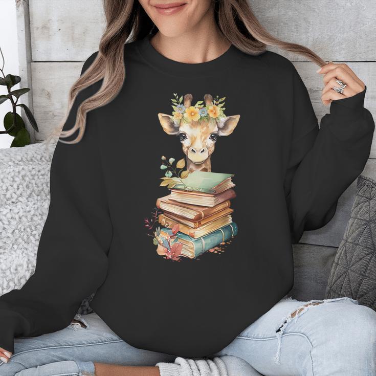 Cute Giraffe With Book Floral Bookworm Librarian Book Lover Unisex Sweatshirt Cute Giraffe With Book Floral Bookworm Librarian Book Lover Unisex Sweatshirt