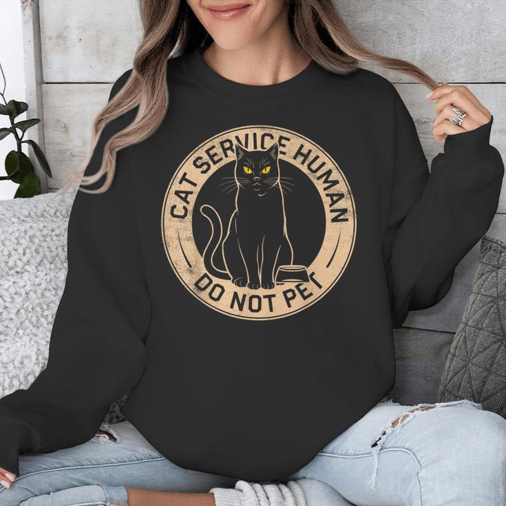 Cute Introvert Cat Service Human Do Not Pet Cat Joke Unisex Sweatshirt