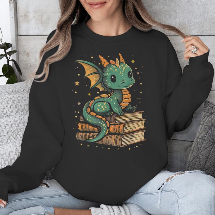 Cute Kawaii Dragon Fantasy Book Lover Book Nerd Unisex Sweatshirt