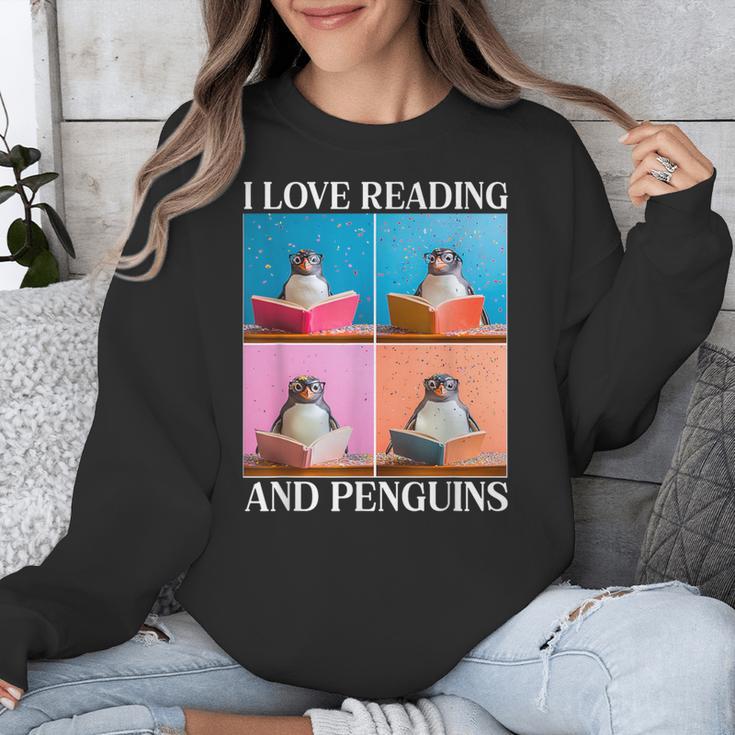 Cute Penguin Reading Book School Librarian Teacher Student Unisex Sweatshirt