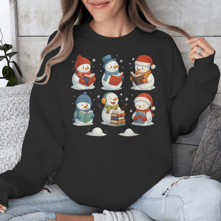 Cute Snowman Reading Books Christmas Winter Book Lover Unisex Sweatshirt Cute Snowman Reading Books Christmas Winter Book Lover Unisex Sweatshirt