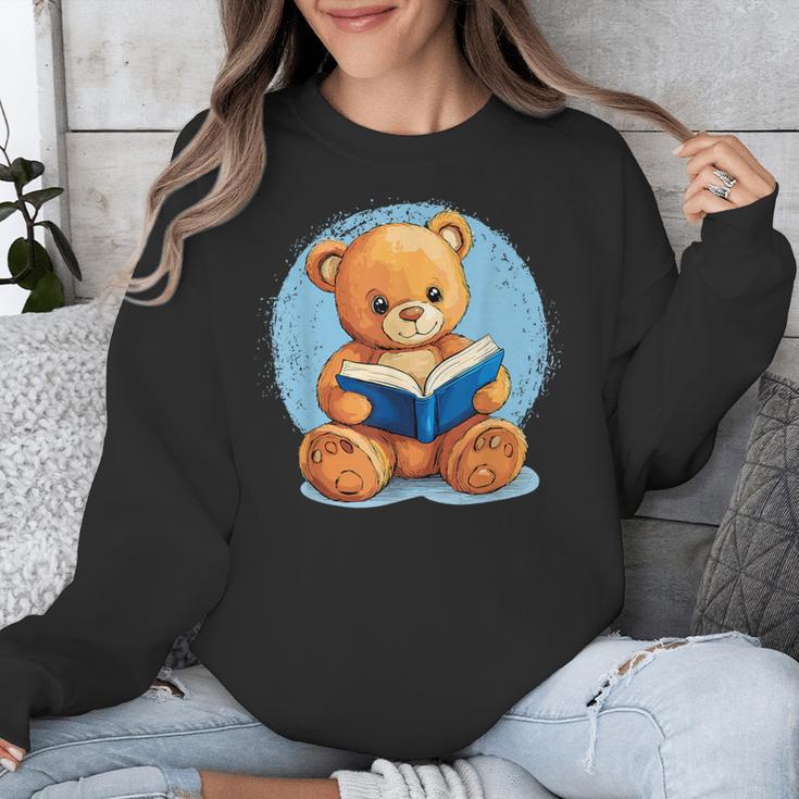 Cute Teddy Bear Reading Book Fun Unisex Sweatshirt Cute Teddy Bear Reading Book Fun Unisex Sweatshirt