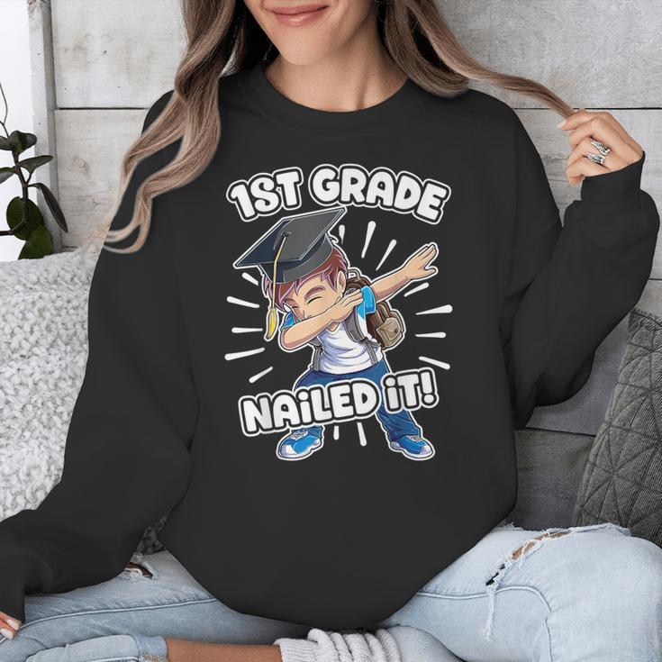 Dabbing Graduation Boy 1st Grade Class Of 2021 Nailed It Unisex Sweatshirt