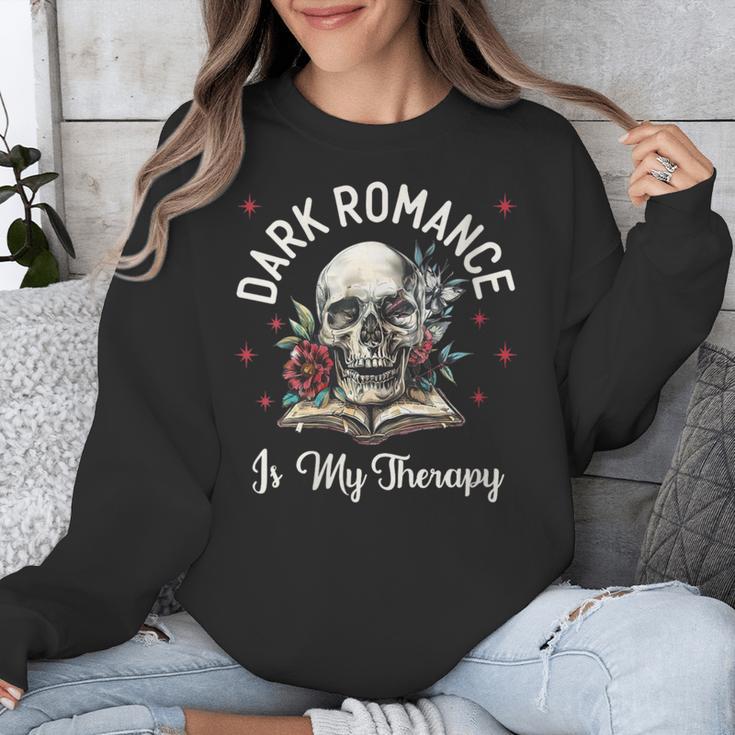 Dark Romance Is My Therapy Book Lover Merch Trigger Warning Unisex Sweatshirt