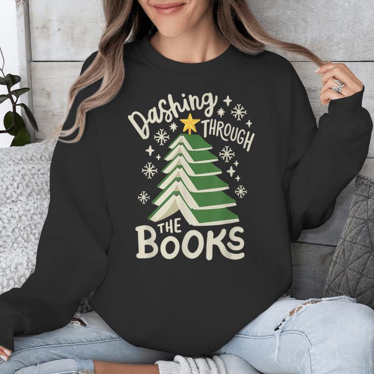 Dashing Through The Books Christmas Book Lovers Men Women Unisex Sweatshirt