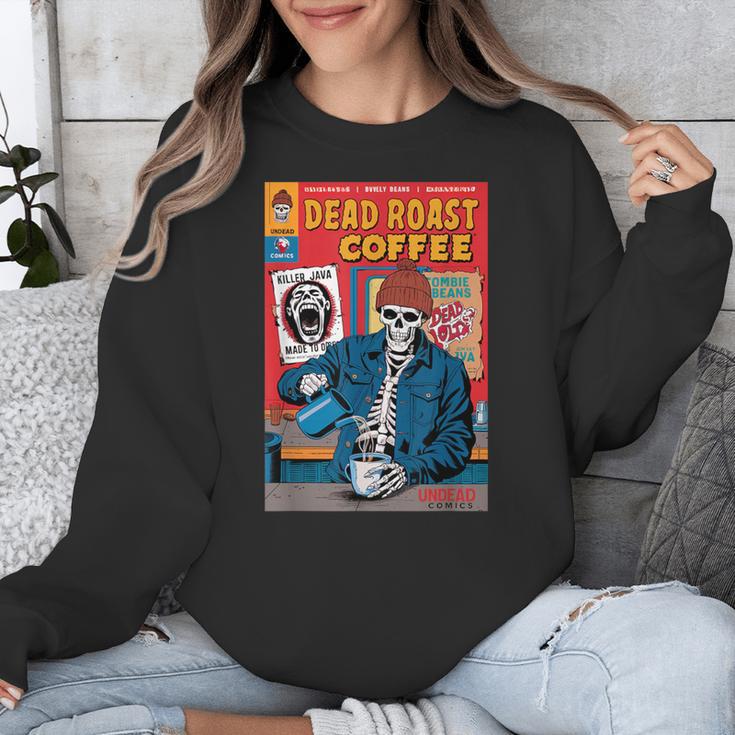 Dead Roast Coffee Comic Book Cover Style Skeleton Barista Unisex Sweatshirt