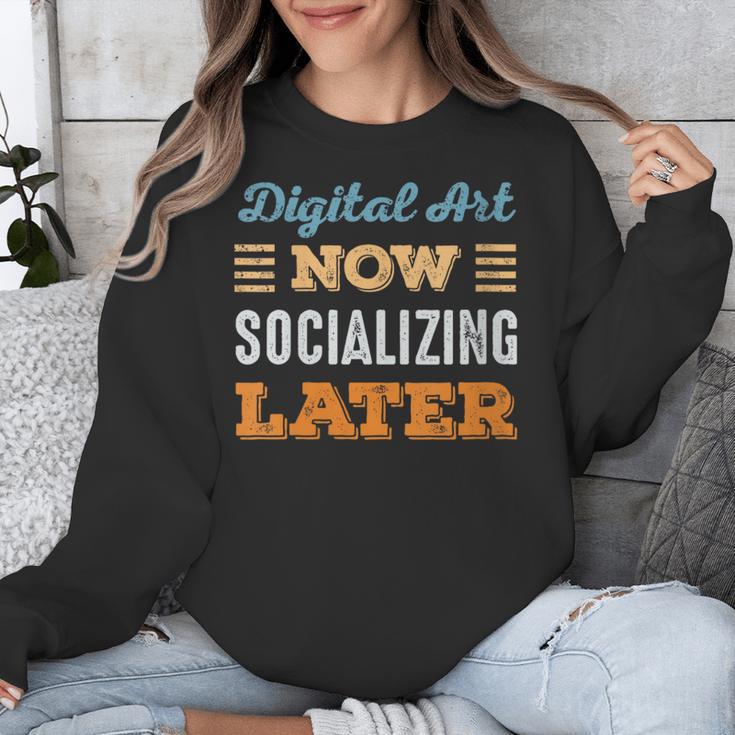 Digital Art Now Minimal Socializing Introvert Vintage Unisex Sweatshirt