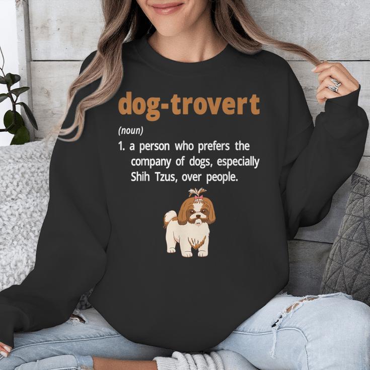 Dog-Trovert Shih Tzu Humor Definition Introvert Unisex Sweatshirt Dog-Trovert Shih Tzu Humor Definition Introvert Unisex Sweatshirt