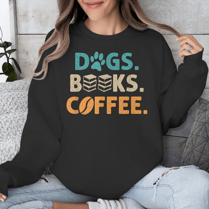 Dogs Books Coffee Reading Book Lover Unisex Sweatshirt Dogs Books Coffee Reading Book Lover Unisex Sweatshirt