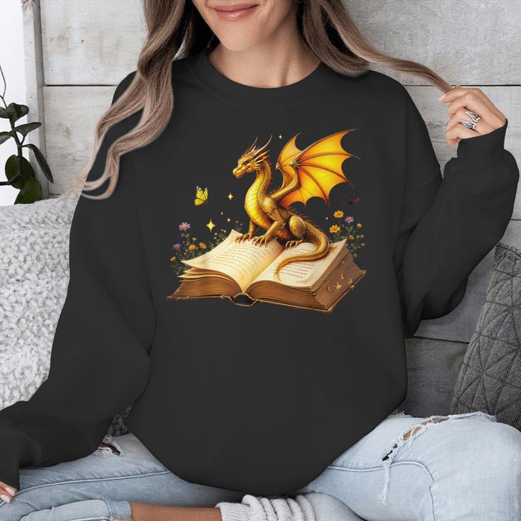 Dragon Fantasy Book Lover Bookish Reader Bookworm Wildflower Unisex Sweatshirt