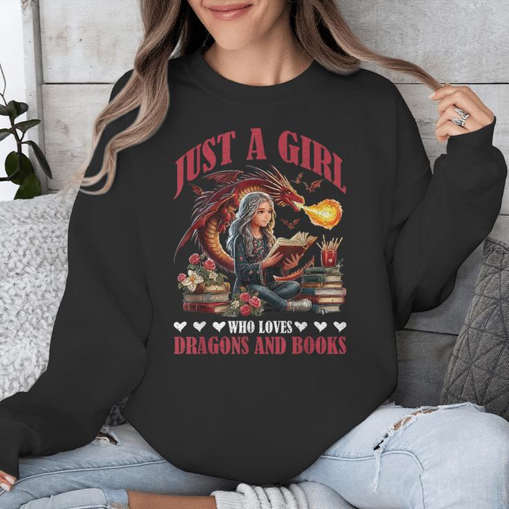 Dragon Just A Girl Who Loves Dragons And Books Unisex Sweatshirt