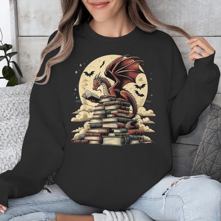 Dragon Reading a Book Dragons And Books Lover Bookworm Unisex Sweatshirt Dragon Reading a Book Dragons And Books Lover Bookworm Unisex Sweatshirt