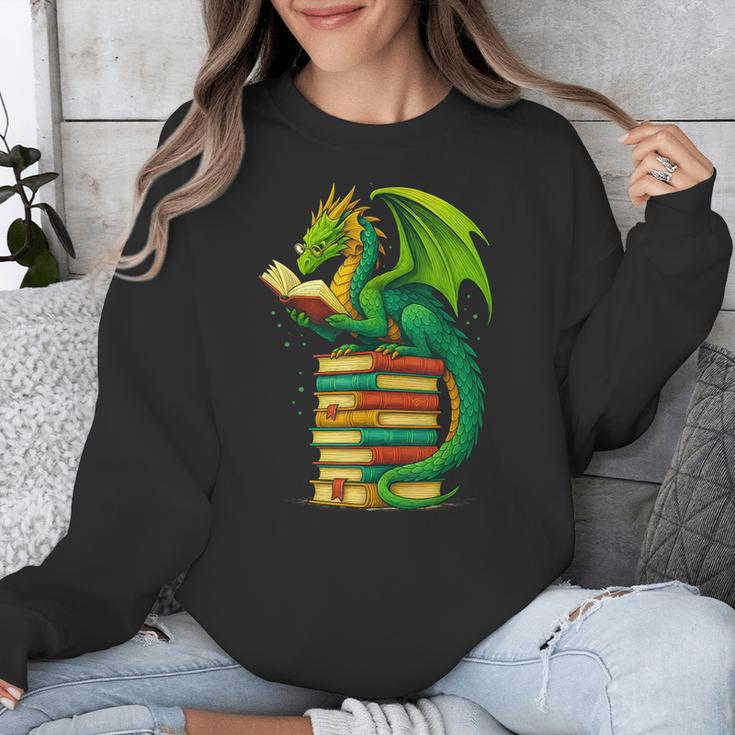 Dragon Reading Books Matching Bookworm Readers Librarian Unisex Sweatshirt