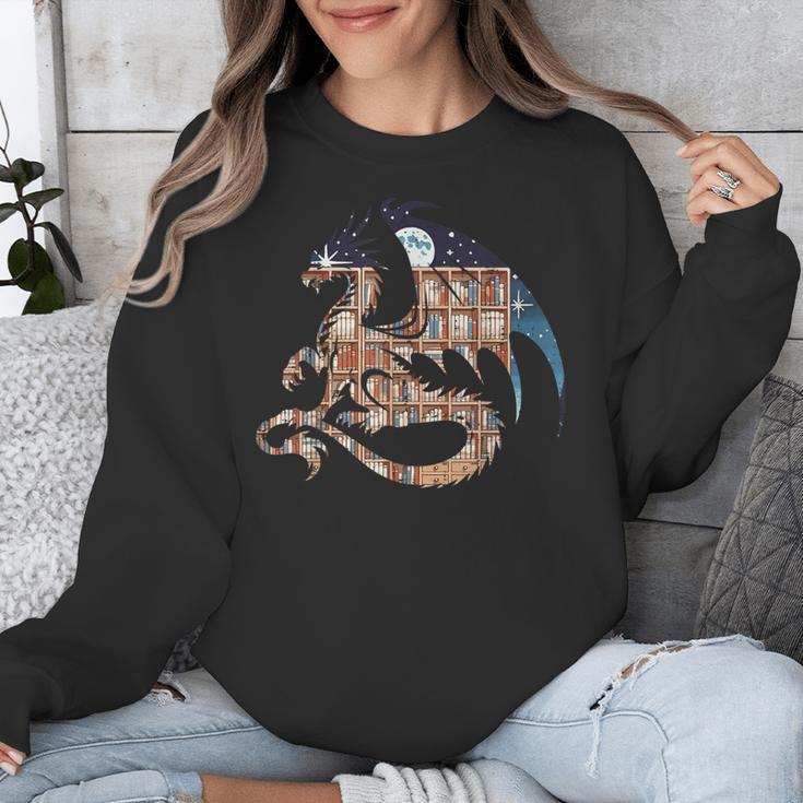 Dragon Silhouette Books Librarian Bookworm Women Men Kids Unisex Sweatshirt
