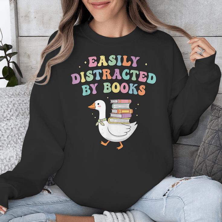 Easily Distracted By Books Silly-Goose Bookish Library Read Unisex Sweatshirt Easily Distracted By Books Silly-Goose Bookish Library Read Unisex Sweatshirt