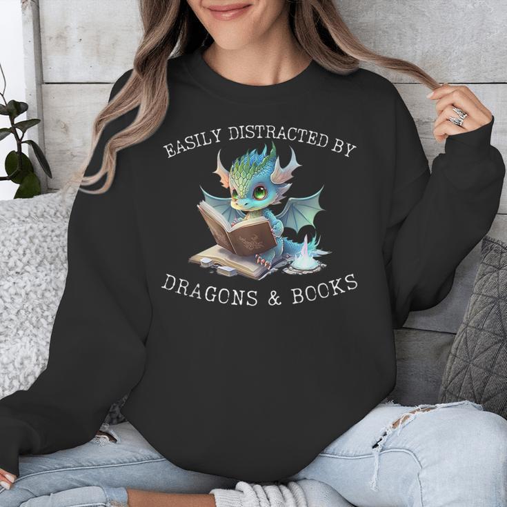 Easily Distracted By Dragons And Books Introvert Shirt Unisex Sweatshirt Easily Distracted By Dragons And Books Introvert Shirt Unisex Sweatshirt