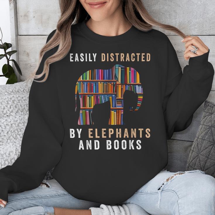 Easily Distracted By Elephants And Books Elephant Unisex Sweatshirt