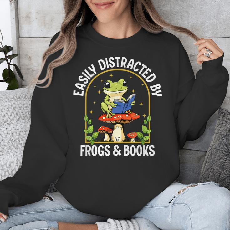 Easily Distracted By Frogs And Books Unisex Sweatshirt