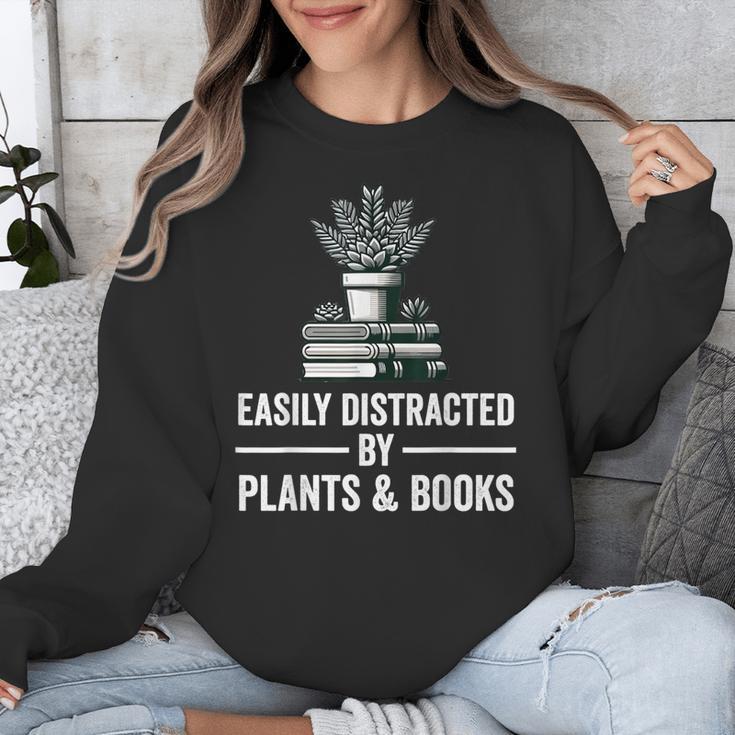 Easily Distracted By Plants & Books Plant Book Lover Unisex Sweatshirt