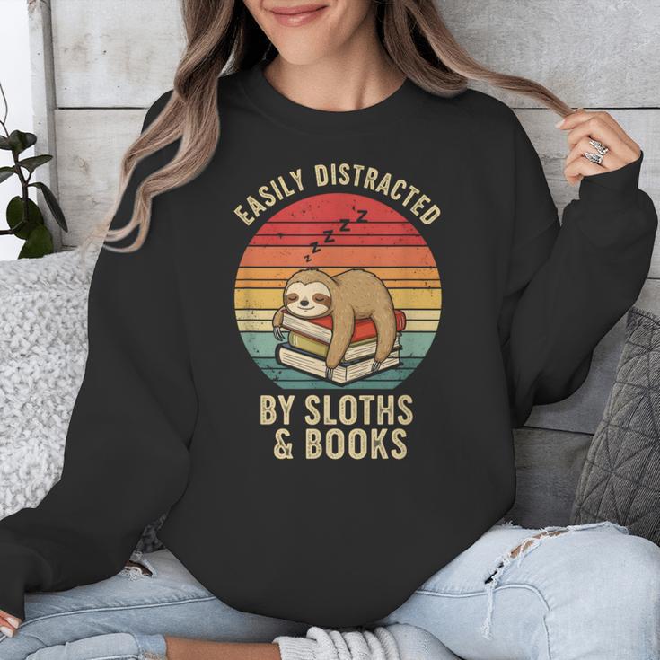 Easily Distracted By Sloths And Books Unisex Sweatshirt