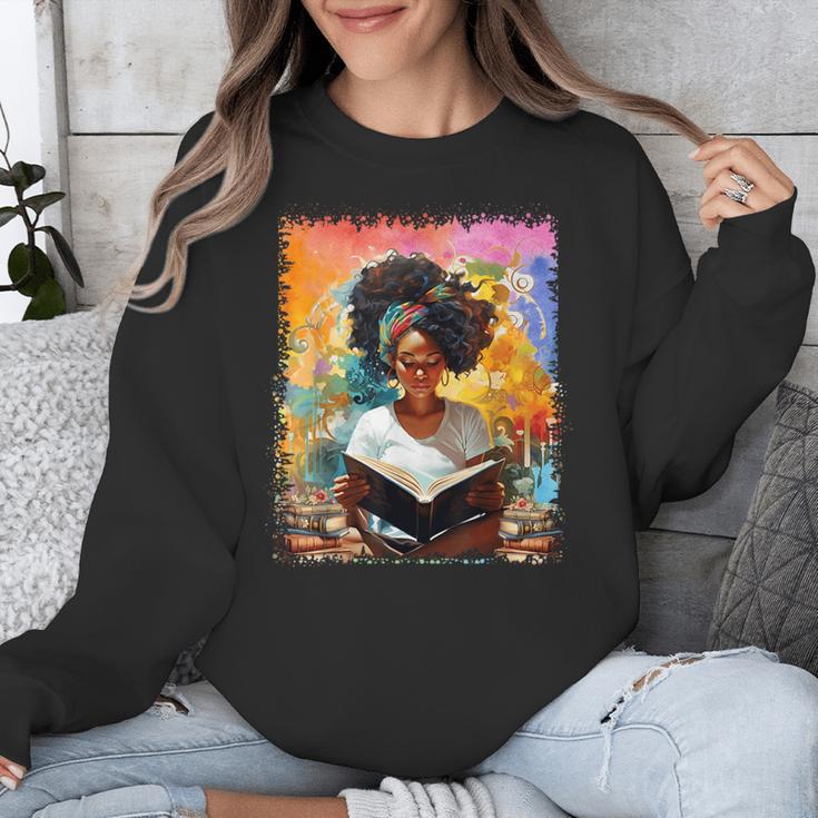 Educated Afro Girl Reading Book Lover History Month Unisex Sweatshirt