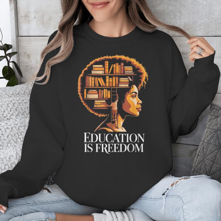 Education Is Freedom Afro Woman Book Illustration Unisex Sweatshirt