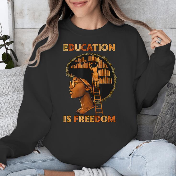 Education Is Freedom Teacher Book Black History Month Unisex Sweatshirt