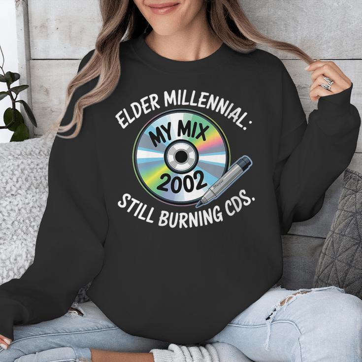 Elder Millennials Embracing 90s CDs Nostalgia Vibes Unisex Sweatshirt Elder Millennials Embracing 90s CDs Nostalgia Vibes Unisex Sweatshirt