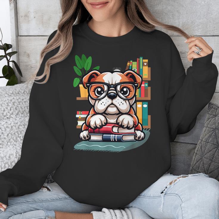 English Bulldog Reading a Book Dog Unisex Sweatshirt