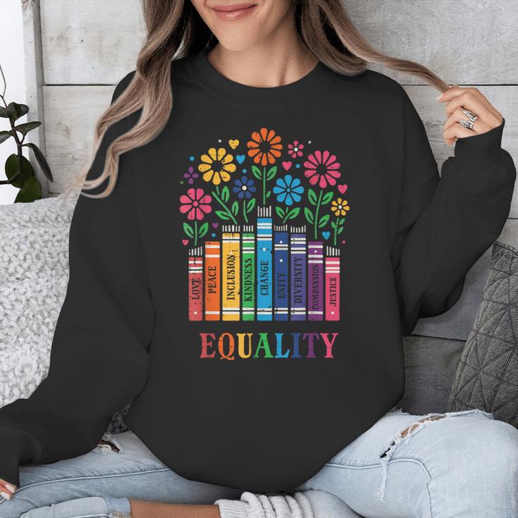 Equality Love Peace Compassion Books Protest Women Girls Kid Unisex Sweatshirt