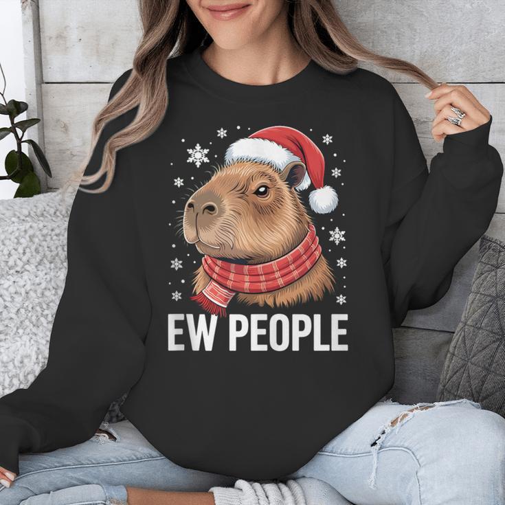 Ew People Capybara Christmas Introvert Holiday Humor Unisex Sweatshirt