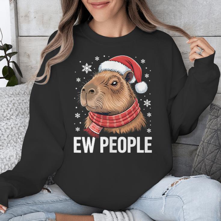 Ew People Capybara Christmas Introvert Holiday Humor Unisex Sweatshirt