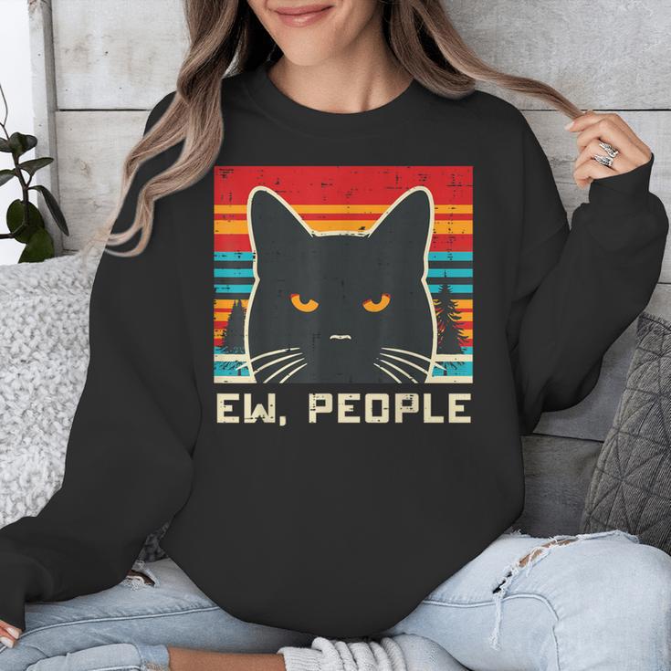 Ew People Cat Saying Introvert Women Men Kids Unisex Sweatshirt