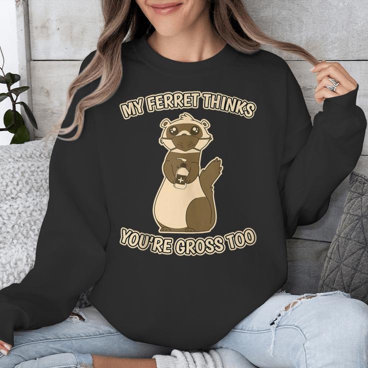 Ew People Ferret Saying Mask Introvert Ferrets Unisex Sweatshirt